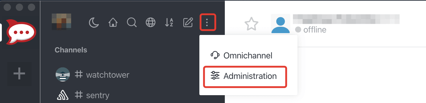 Screenshot 1: Rocket.chat Administration