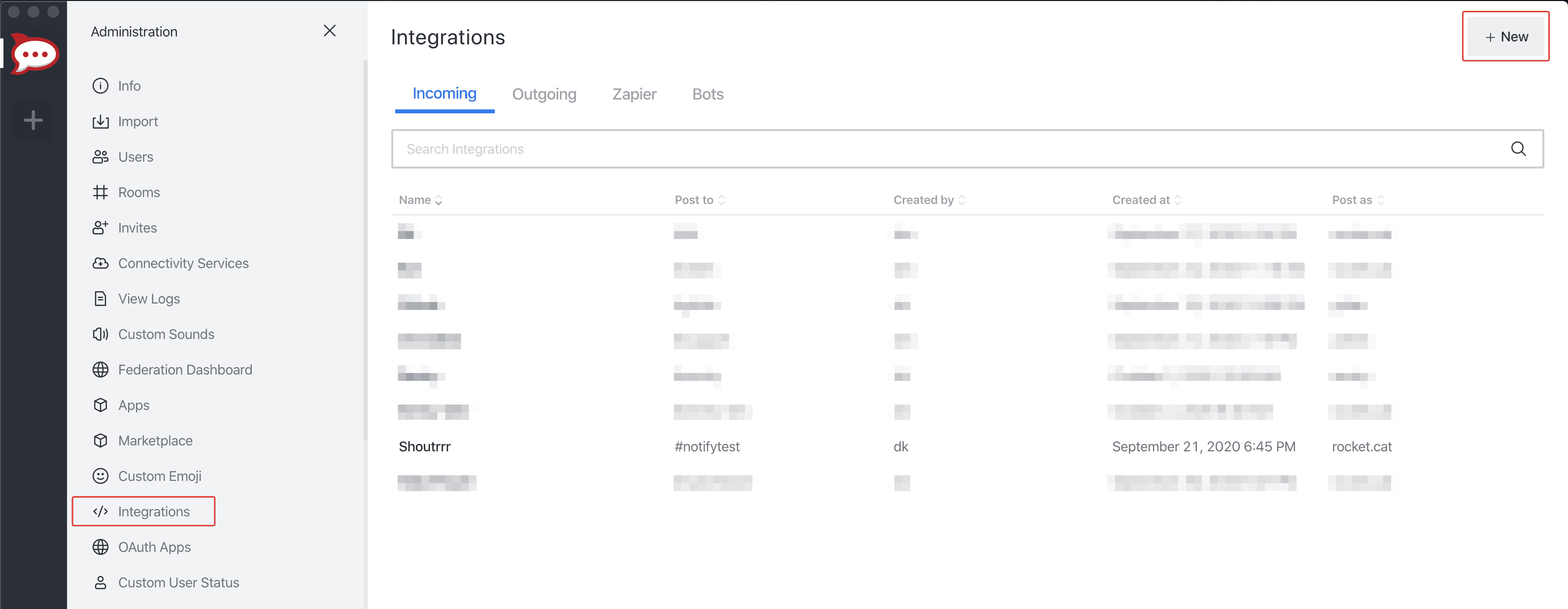 Screenshot 2: Rocket.chat Integrations