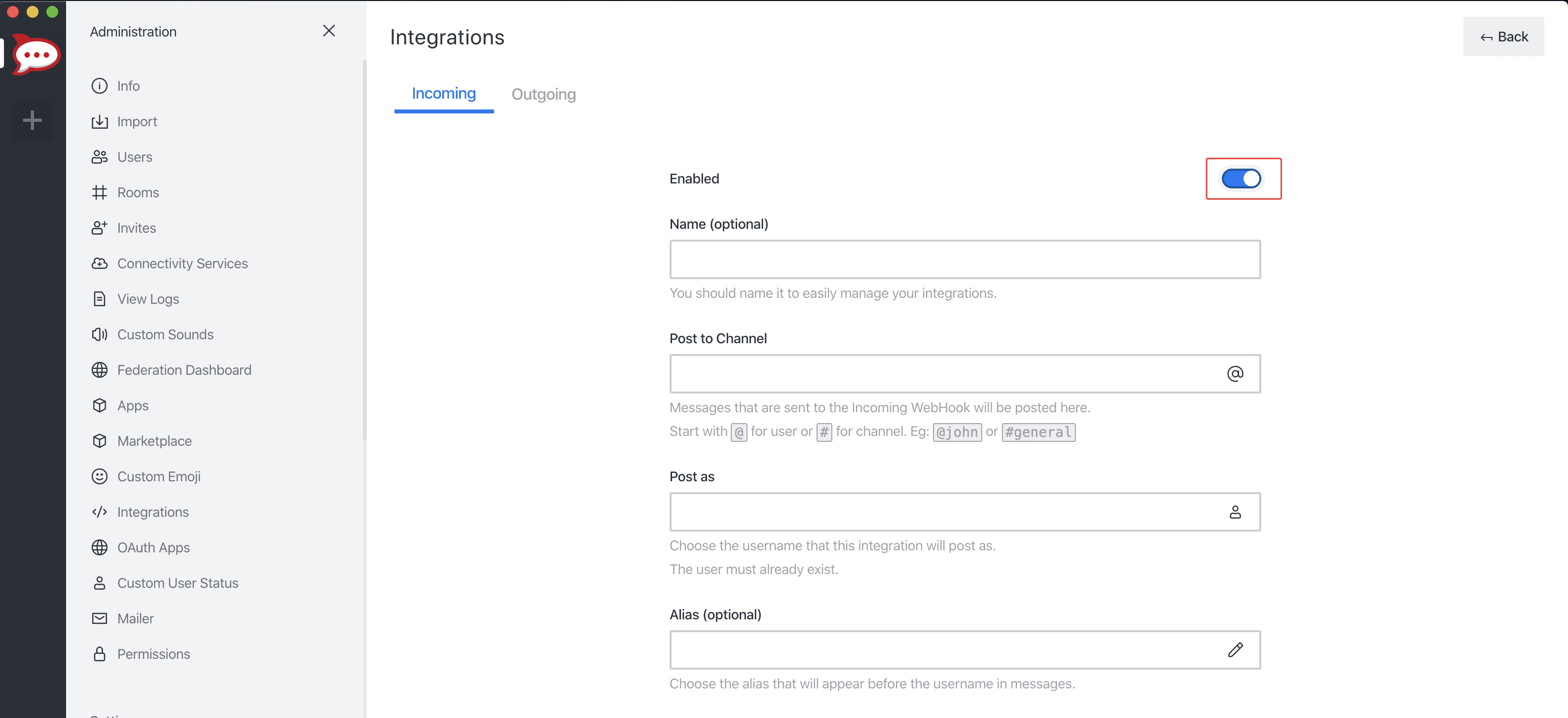 Screenshot 3: Rocket.chat Webhook